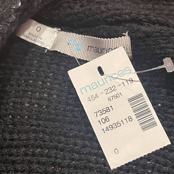 Maurices Black 3/4 Sleeve Open Front Cardigan with Sequin Details - Picture 8 of 9